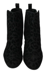 Dolce & Gabbana Black Leopard Short Boots Zipper Shoes -   -  Dolce & Gabbana.