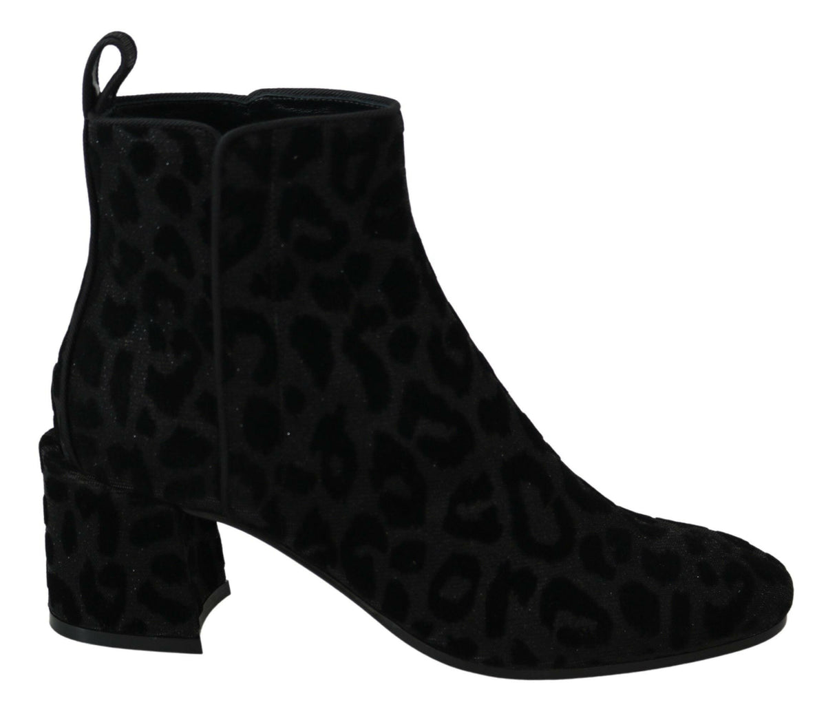 Dolce & Gabbana Black Leopard Short Boots Zipper Shoes -   -  Dolce & Gabbana.