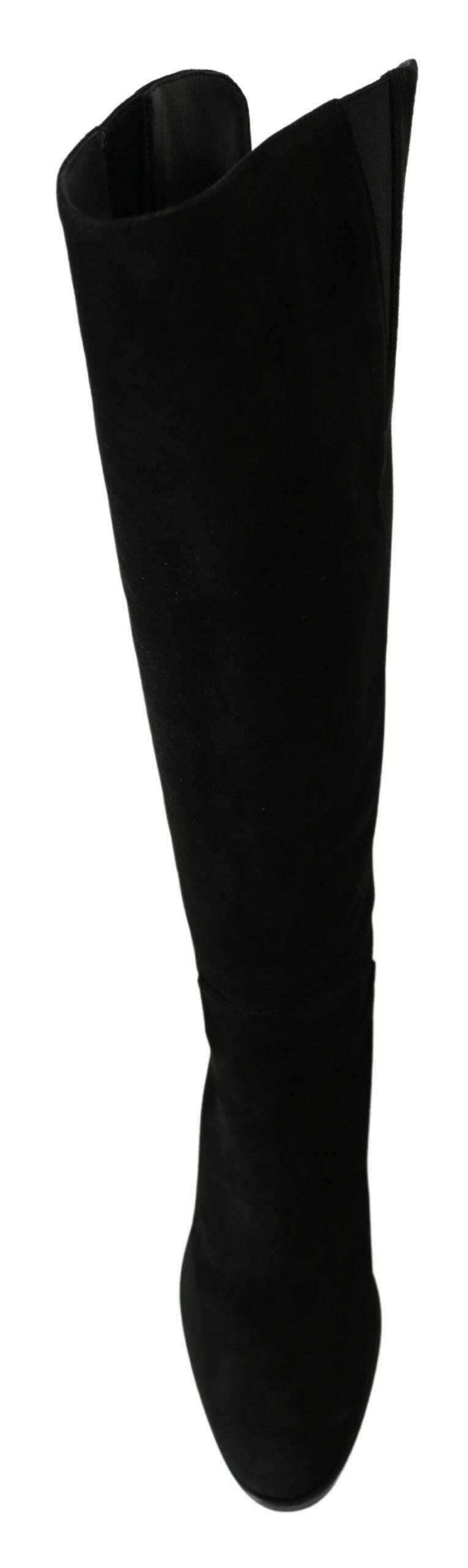 Dolce & Gabbana Black Suede Knee High Flat Boots Shoes -   -  Dolce & Gabbana. Dolce & Gabbana Black Suede Knee High Flat Boots Shoes -   -  Dolce & Gabbana.