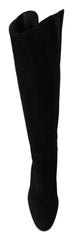 Dolce & Gabbana Black Suede Knee High Flat Boots Shoes -   -  Dolce & Gabbana.