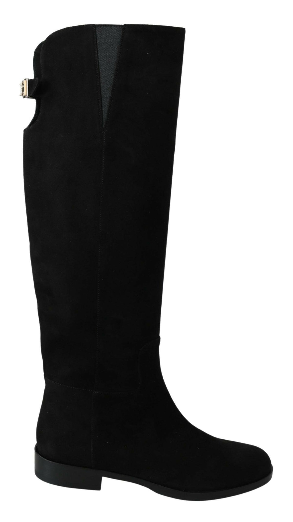 Dolce & Gabbana Black Suede Knee High Flat Boots Shoes -   -  Dolce & Gabbana.