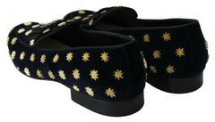 Dolce & Gabbana Blue Velvet Crown Slippers Loafers Shoes -   -  Dolce & Gabbana.
