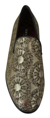 Dolce & Gabbana Gold Jacquard Flats Mens Loafers Shoes -   -  Dolce & Gabbana.