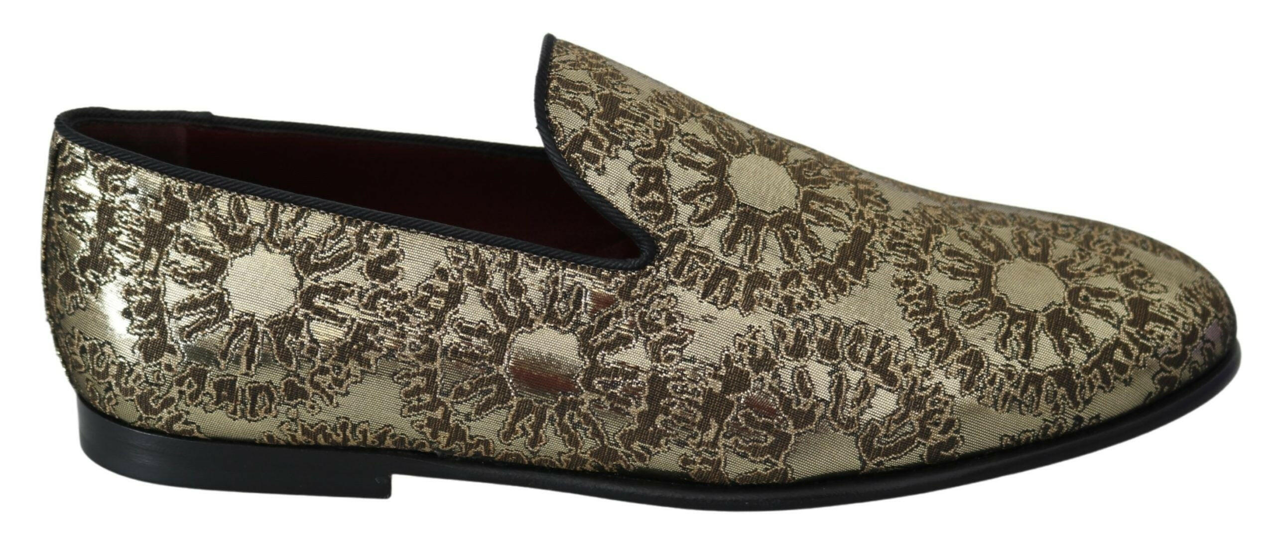 Dolce & Gabbana Gold Jacquard Flats Mens Loafers Shoes -   -  Dolce & Gabbana.