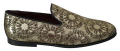 Dolce & Gabbana Gold Jacquard Flats Mens Loafers Shoes -   -  Dolce & Gabbana.