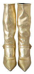 Dolce & Gabbana Gold Rhinestones Ankle Boots Socks Shoes -   -  Dolce & Gabbana.