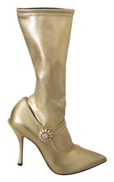 Dolce & Gabbana Gold Rhinestones Ankle Boots Socks Shoes -   -  Dolce & Gabbana.
