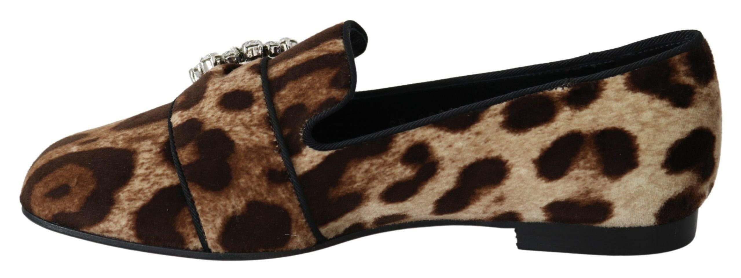 Dolce & Gabbana Brown Leopard Print Crystals Loafers Flats Shoes -   -  Dolce & Gabbana. Dolce & Gabbana Brown Leopard Print Crystals Loafers Flats Shoes -   -  Dolce & Gabbana.