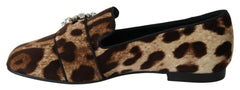 Dolce & Gabbana Brown Leopard Print Crystals Loafers Flats Shoes -   -  Dolce & Gabbana.