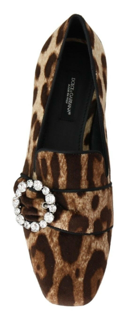 Dolce & Gabbana Brown Leopard Print Crystals Loafers Flats Shoes -   -  Dolce & Gabbana. Dolce & Gabbana Brown Leopard Print Crystals Loafers Flats Shoes -   -  Dolce & Gabbana.
