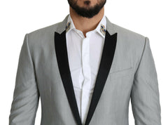 Dolce & Gabbana Light Gray Single Breasted SARTORIA Blazer -   -  Dolce & Gabbana.
