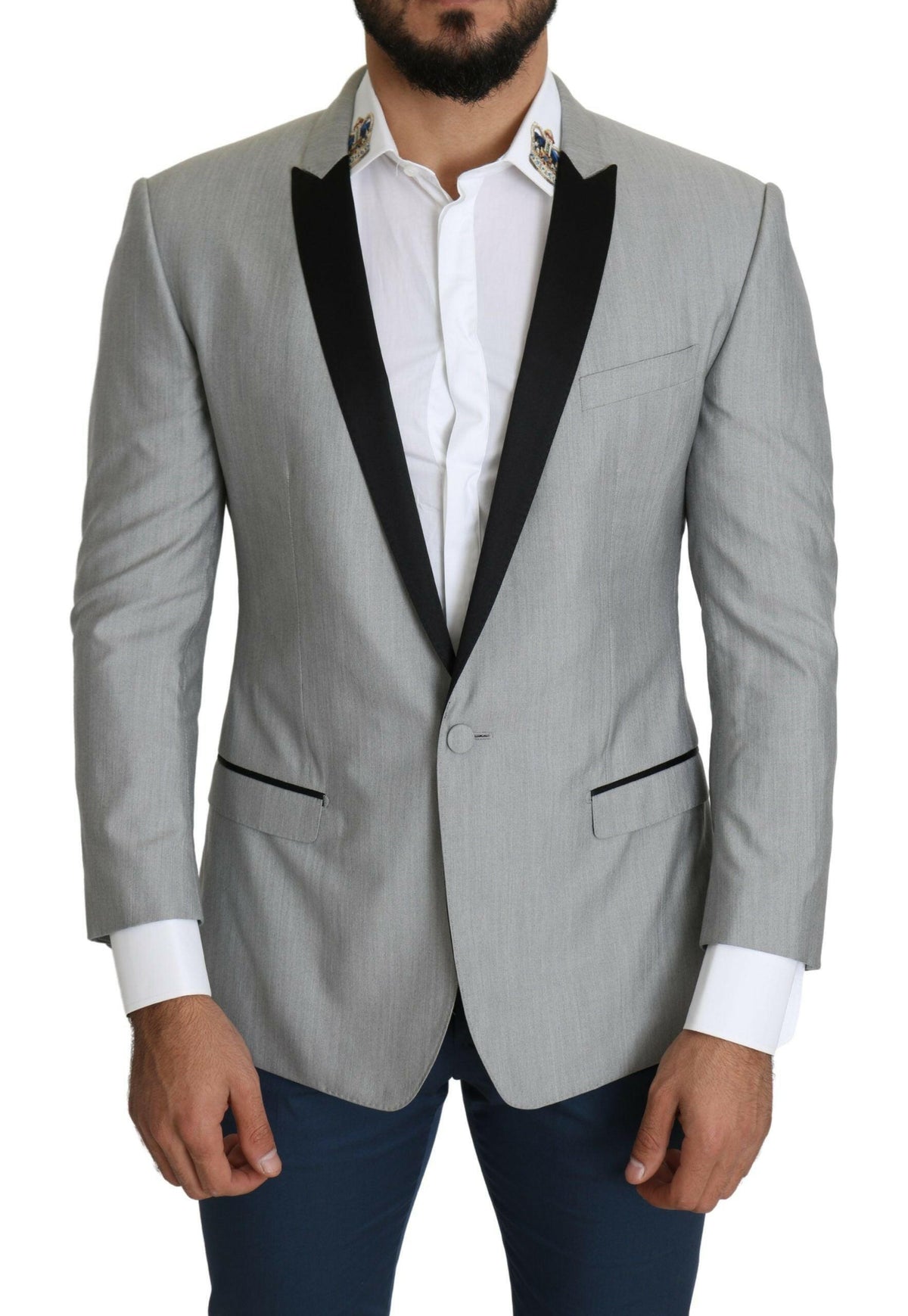 Dolce & Gabbana Light Gray Single Breasted SARTORIA Blazer -   -  Dolce & Gabbana.