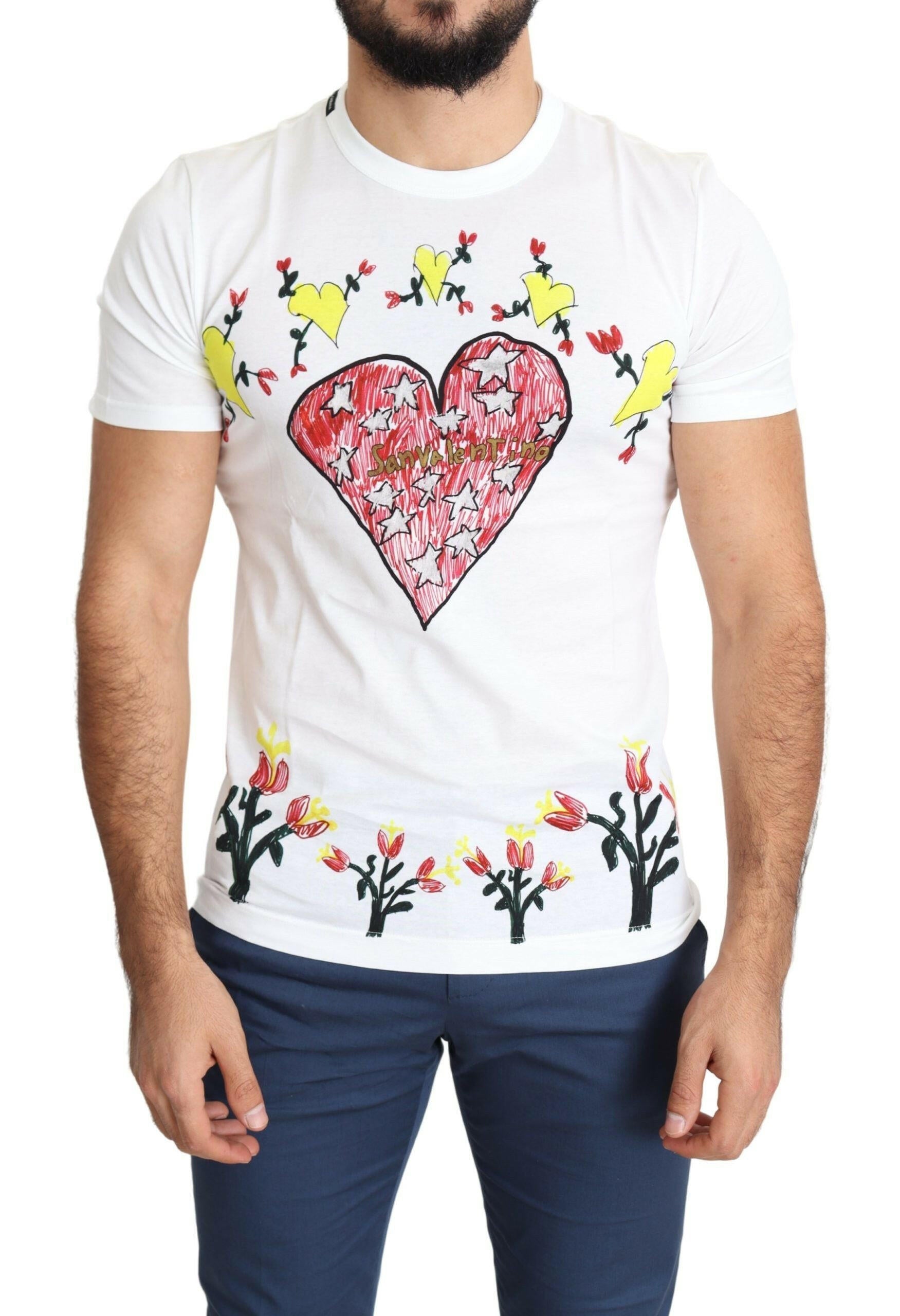 Dolce & Gabbana White Saint Valentine Print Cotton Men T-shirt -   -  Dolce & Gabbana.