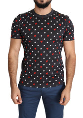 Dolce & Gabbana Dark Gray Hearts Print Cotton Men T-shirt -   -  Dolce & Gabbana.