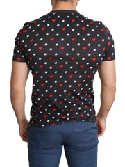 Dolce & Gabbana Dark Gray Hearts Print Cotton Men T-shirt -   -  Dolce & Gabbana.
