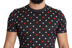 Dolce & Gabbana Dark Gray Hearts Print Cotton Men T-shirt -   -  Dolce & Gabbana.
