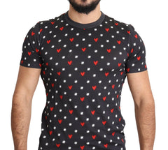 Dolce & Gabbana Dark Gray Hearts Print Cotton Men T-shirt -   -  Dolce & Gabbana.