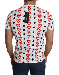 Dolce & Gabbana White Hearts Print Cotton Men Top T-shirt - - Dolce & Gabbana.