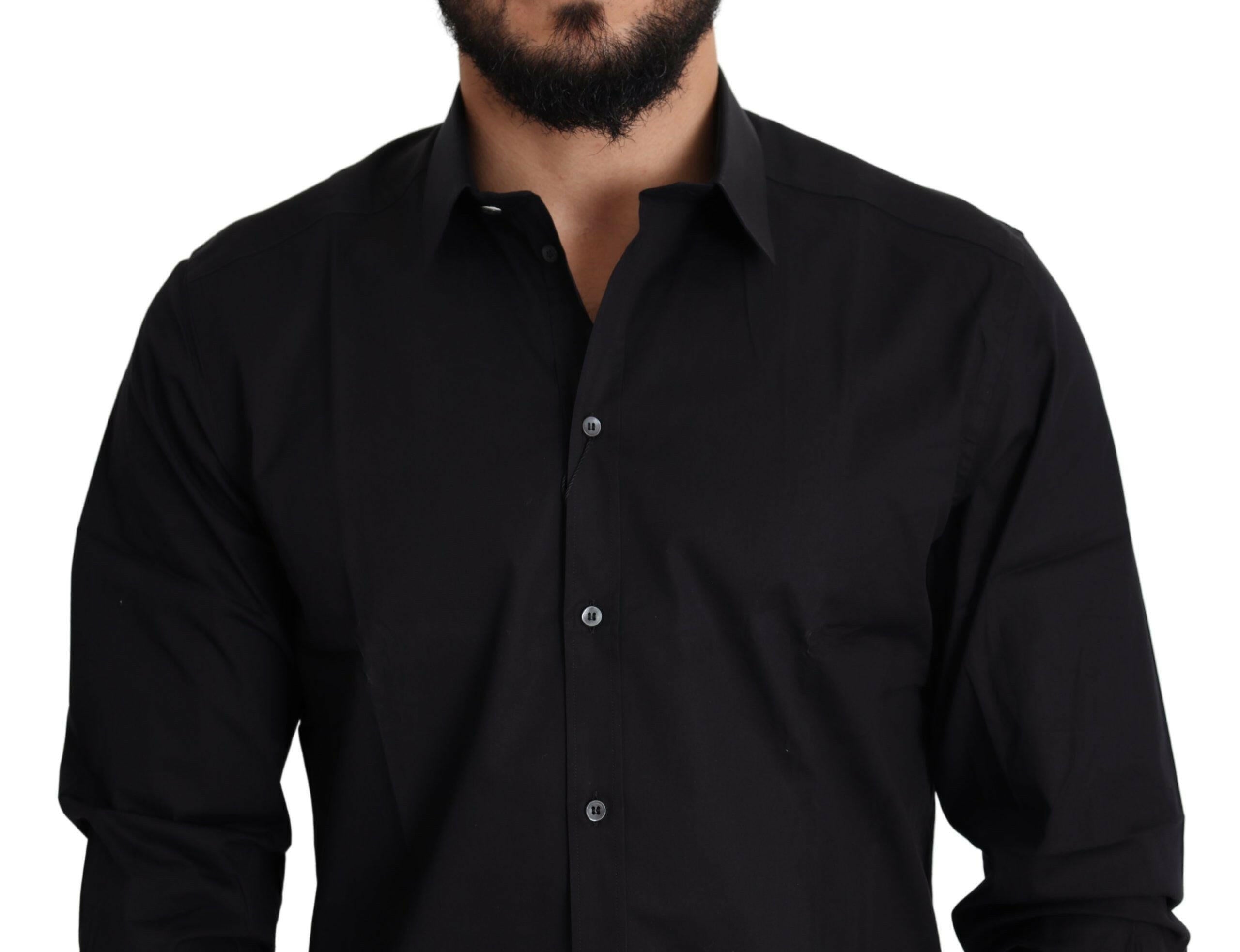 Dolce & Gabbana Black Cotton Stretch Formal GOLD Dress Shirt -   -  Dolce & Gabbana. Dolce & Gabbana Black Cotton Stretch Formal GOLD Dress Shirt -   -  Dolce & Gabbana.