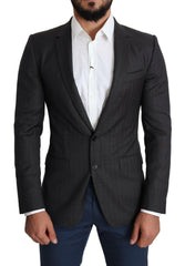 Dolce & Gabbana Black Wool Single Breasted Coat MARTINI Blazer -   -  Dolce & Gabbana.