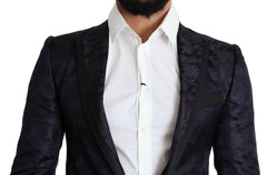 Dolce & Gabbana Blue Floral Jacquard Silk Coat MARTINI Blazer -   -  Dolce & Gabbana.