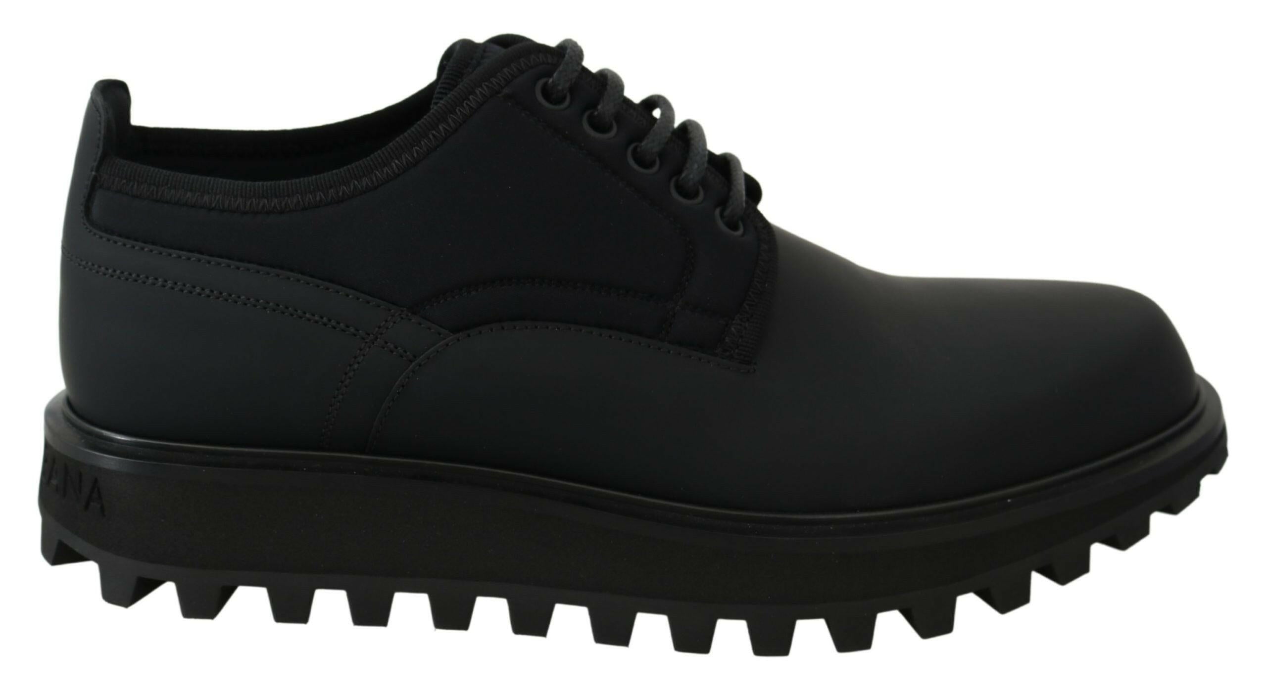 Dolce & Gabbana Black Rubberized Calfskin Chunky Derby Vulcano Shoes -   -  Dolce & Gabbana.