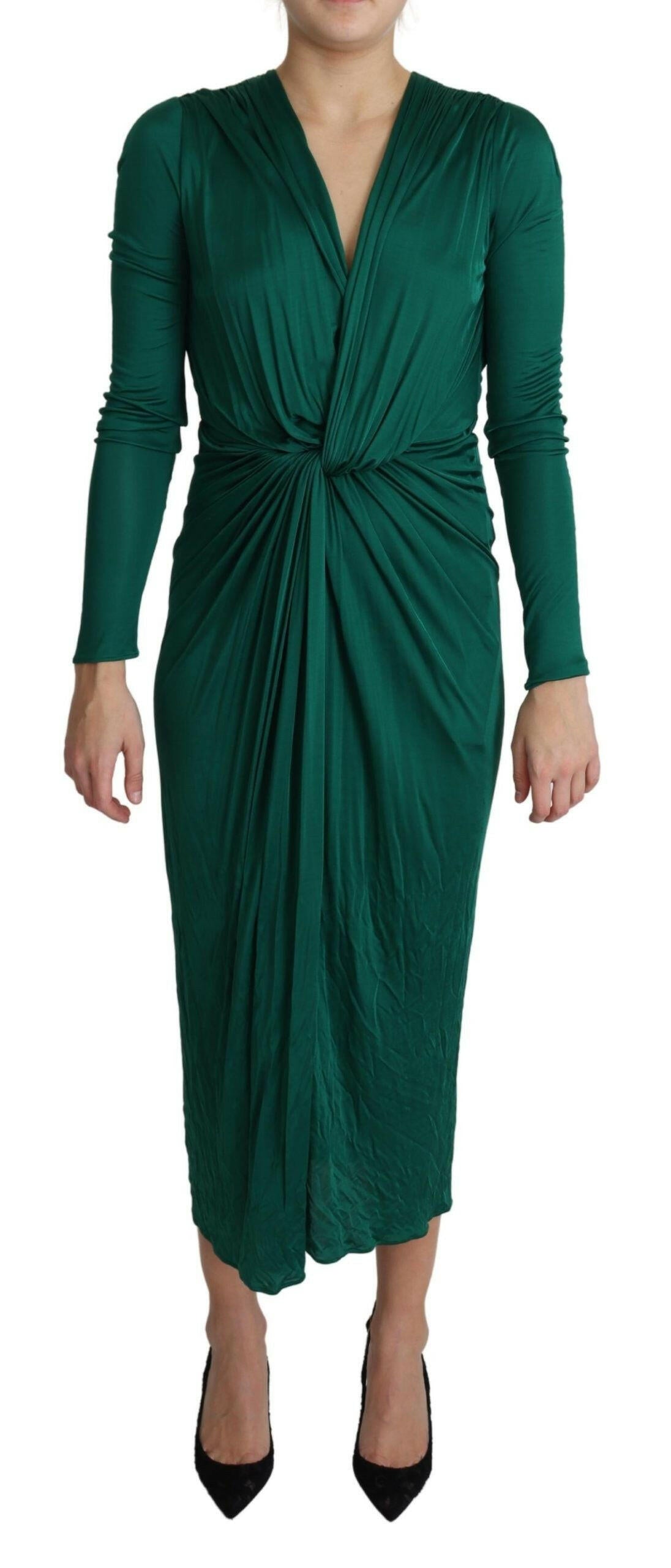 Dolce & Gabbana Green Fitted Silhouette Midi Viscose Dress -   -  Dolce & Gabbana.