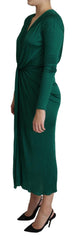 Dolce & Gabbana Green Fitted Silhouette Midi Viscose Dress -   -  Dolce & Gabbana.
