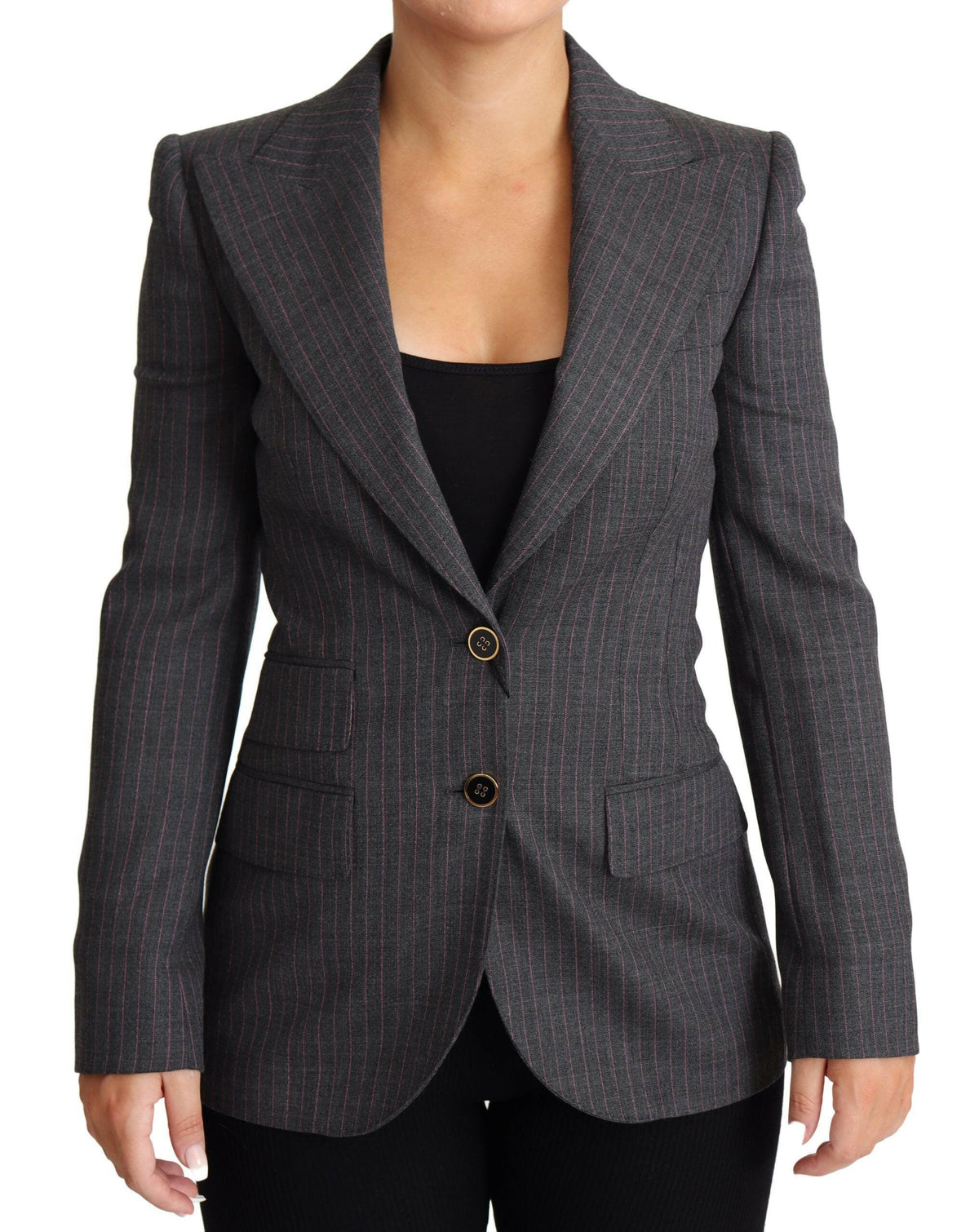 Dolce & Gabbana Gray Single Breasted Fitted Blazer Wool Jacket -   -  Dolce & Gabbana.
