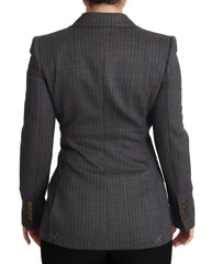 Dolce & Gabbana Gray Single Breasted Fitted Blazer Wool Jacket -   -  Dolce & Gabbana.