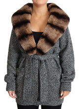 Dolce & Gabbana Gray Cardigan Fur Coat Cashmere Jacket -   -  Dolce & Gabbana.