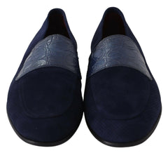 Dolce & Gabbana Blue Suede Caiman Loafers Slippers Shoes -   -  Dolce & Gabbana.