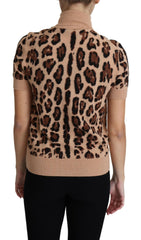 Dolce & Gabbana Beige Leopard Print Virgin Wool Turtleneck Top -   -  Dolce & Gabbana.
