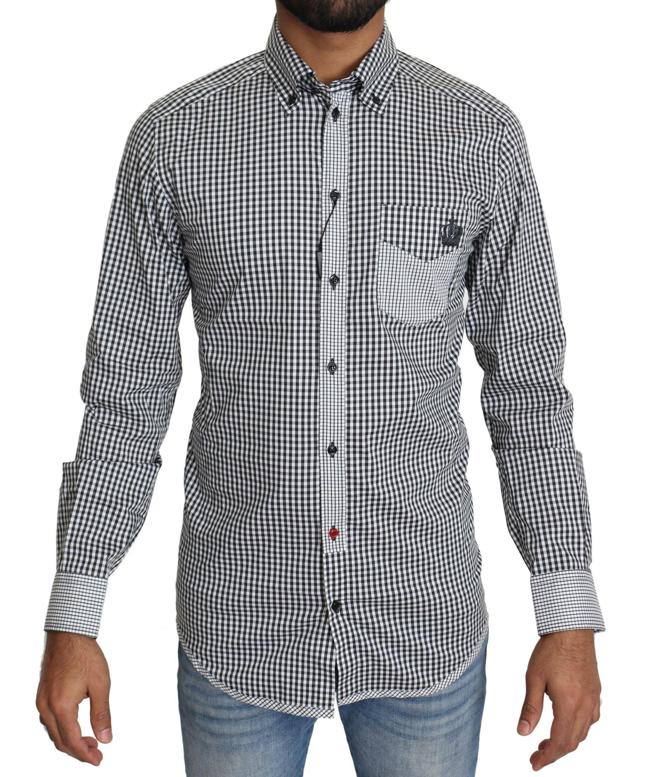 Dolce & Gabbana Black White Checkered Casual Shirt -   -  Dolce & Gabbana.