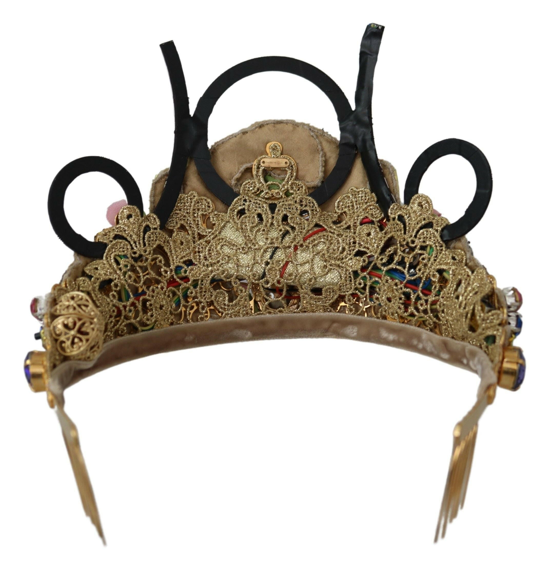 Dolce & Gabbana Gold Brass Floral Crystals LED Lights Crown Tiara Diadem -   -  Dolce & Gabbana. Dolce & Gabbana Gold Brass Floral Crystals LED Lights Crown Tiara Diadem -   -  Dolce & Gabbana.