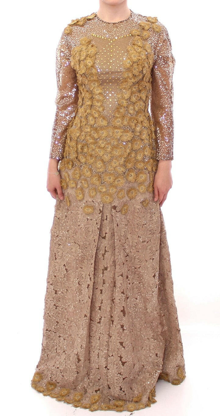 Lanre Da Silva Ajayi GOLD Long Lace Maxi Crystal Dress -   -  Lanre Da Silva Ajayi.