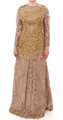 Lanre Da Silva Ajayi GOLD Long Lace Maxi Crystal Dress -   -  Lanre Da Silva Ajayi.