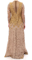 Lanre Da Silva Ajayi GOLD Long Lace Maxi Crystal Dress -   -  Lanre Da Silva Ajayi.