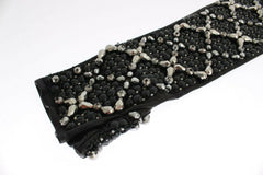 Dolce & Gabbana Black Leather Crystal Beaded Finger Free Gloves - - Dolce & Gabbana.