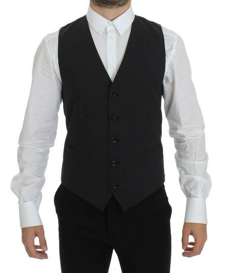 Dolce & Gabbana Gray Wool Stretch Dress Blazer Vest -  Vests for Men Suits -  Dolce & Gabbana.