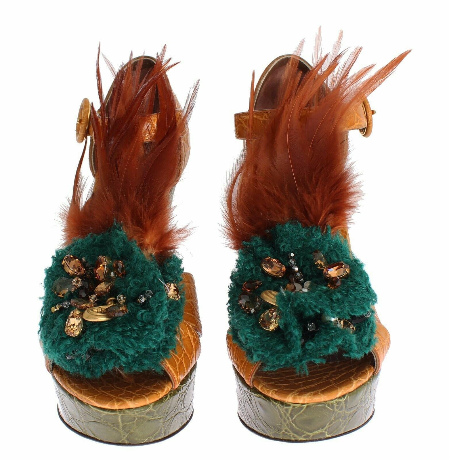 Dolce & Gabbana Orange Leather Crystal Platform Sandal Shoes -   -  Dolce & Gabbana. Dolce & Gabbana Orange Leather Crystal Platform Sandal Shoes -   -  Dolce & Gabbana.