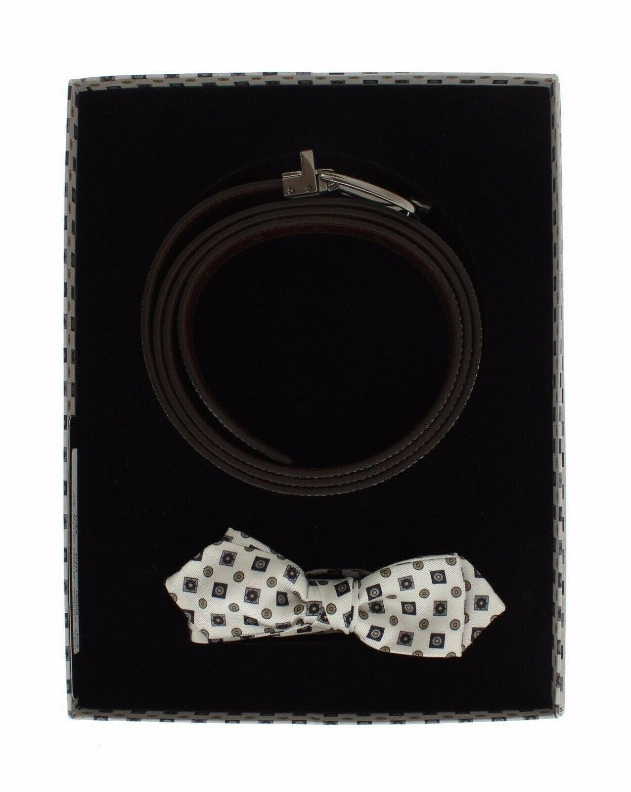 Dolce & Gabbana White Silk Bowtie Leather Men Belt Gift Box -  Neckties, Men -  Dolce & Gabbana.