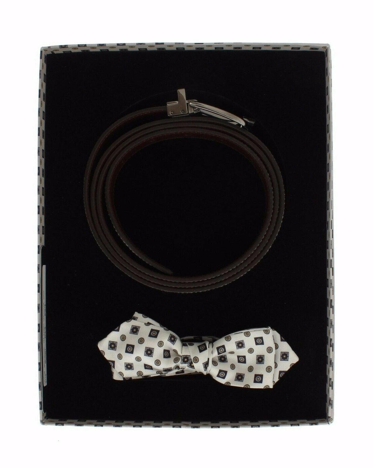 Dolce & Gabbana White Silk Bowtie Leather Men Belt Gift Box -  Neckties, Men -  Dolce & Gabbana.