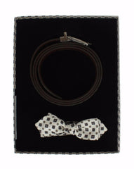 Dolce & Gabbana White Silk Bowtie Leather Men Belt Gift Box -  Neckties, Men -  Dolce & Gabbana.