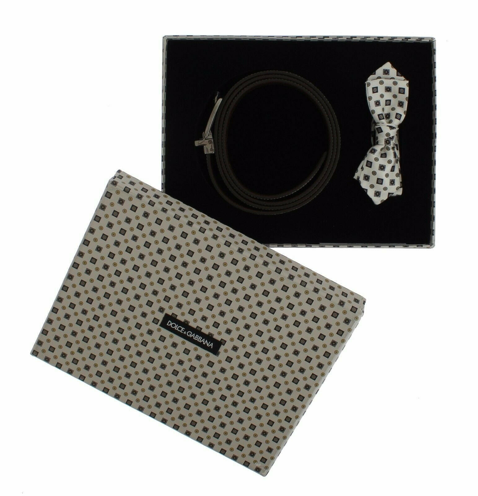 Dolce & Gabbana White Silk Bowtie Leather Men Belt Gift Box -  Neckties, Men -  Dolce & Gabbana. Dolce & Gabbana White Silk Bowtie Leather Men Belt Gift Box -  Neckties, Men -  Dolce & Gabbana.