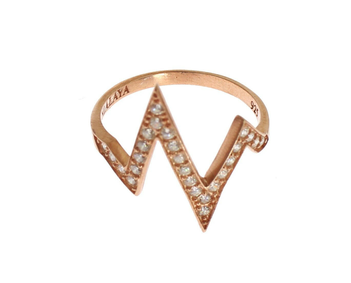 Nialaya Pink Gold 925 Silver Womens Clear Ring -   -  Nialaya.