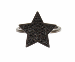 Nialaya Black CZ Star 925 Silver Womens Ring -   -  Nialaya.