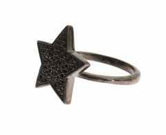 Nialaya Black CZ Star 925 Silver Womens Ring -   -  Nialaya.