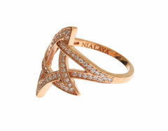 Nialaya Womens Clear CZ Gold 925 Silver Ring -   -  Nialaya.
