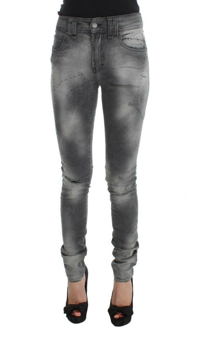 John Galliano Gray Wash Cotton Blend Slim Fit Denim Jeans Pants -   -  John Galliano.
